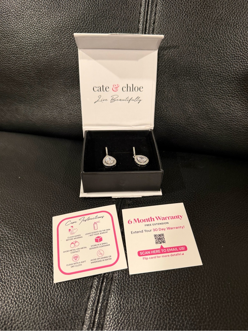 Cate & Chloe Silver Teardrop Halo Earrings